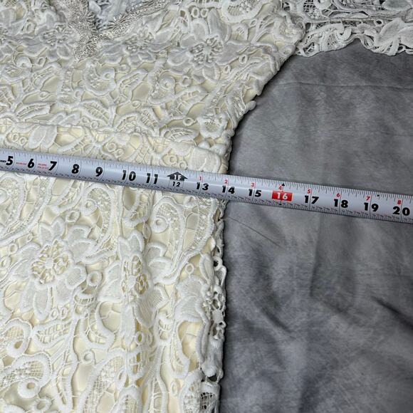 Maniju Dress Women Med Ivory Crochet Knee Length Floral Formal Event Wedding - Picture 4 of 9
